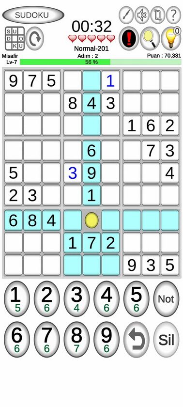 Sudoku 123 oyun ekranı 3 / 8