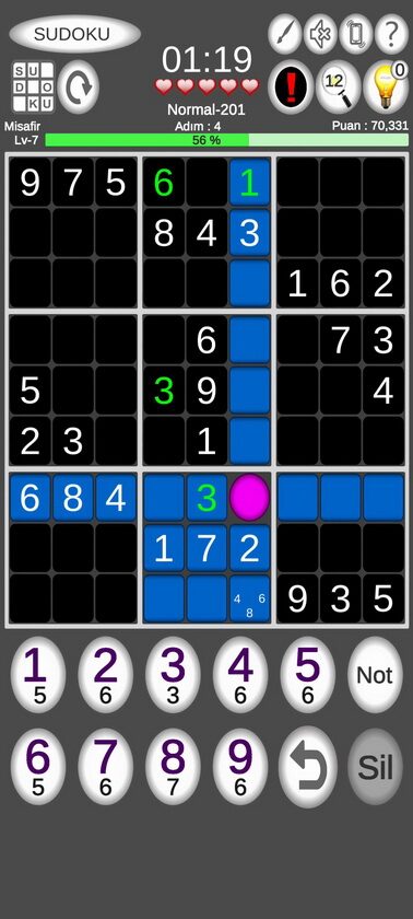 Sudoku 123 oyun ekranı 4 / 8