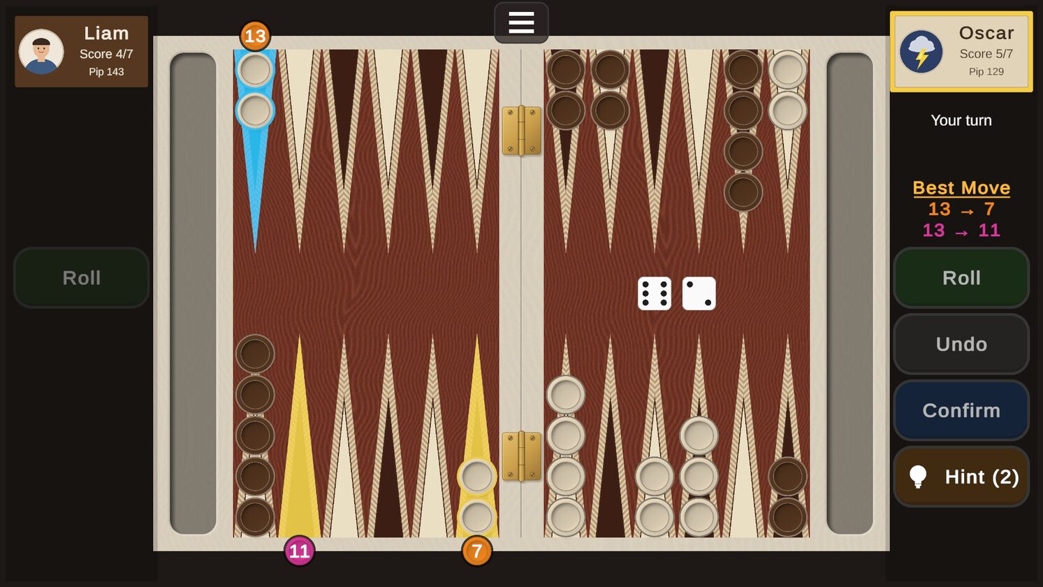Tavla gameplay screenshot 2 of 8