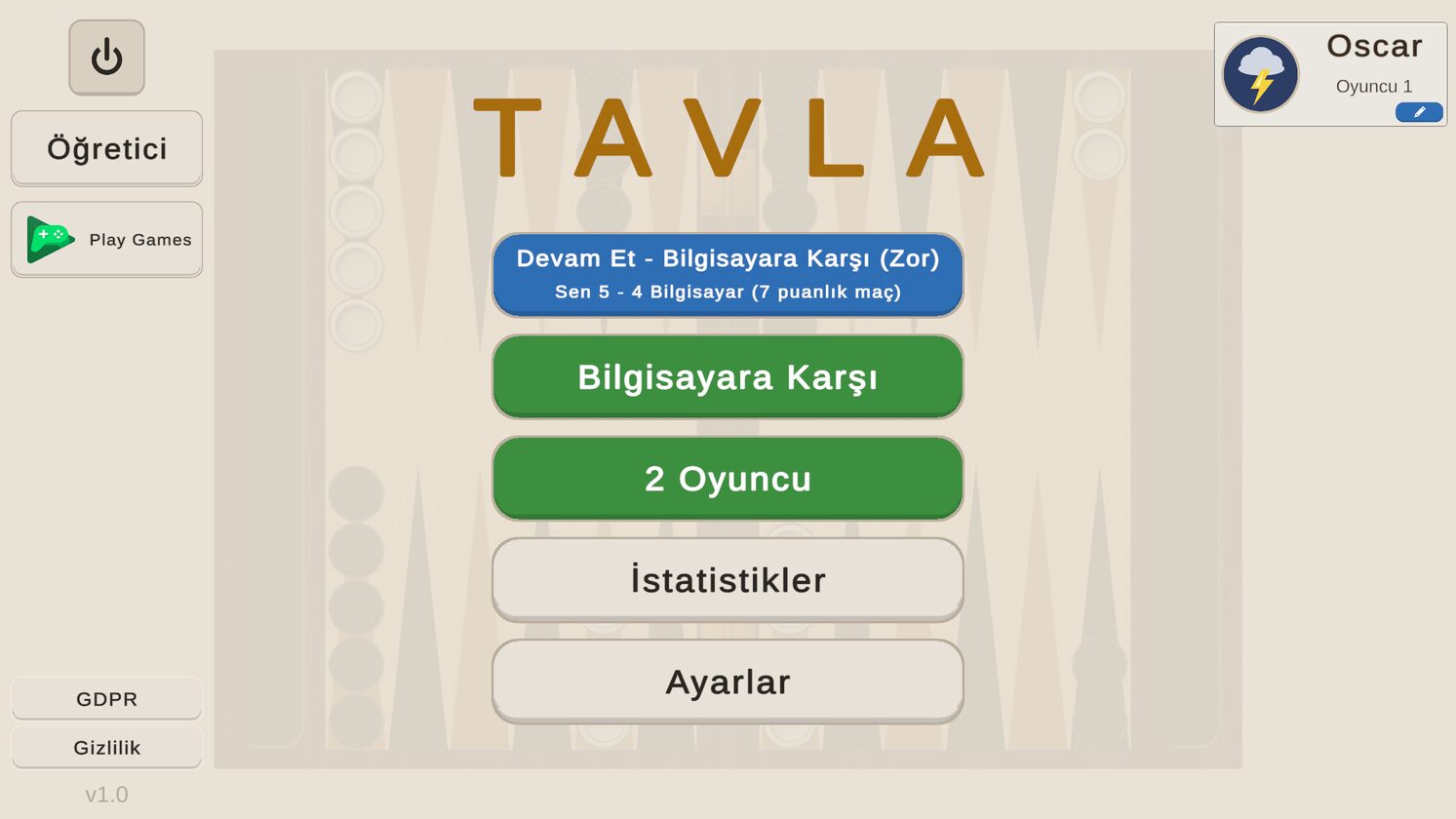 Tavla oyun ekranı 8 / 8